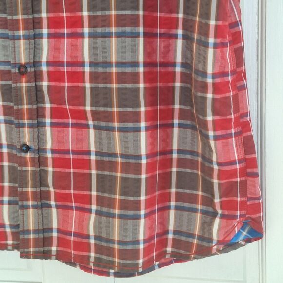 The North Face Seersucker Shirt QuickDry SS Alcoasta Red Plaid Button Up XXL 2XL - Picture 11 of 16